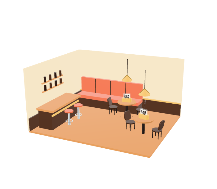 Salle de restaurant avec ses tables dressées