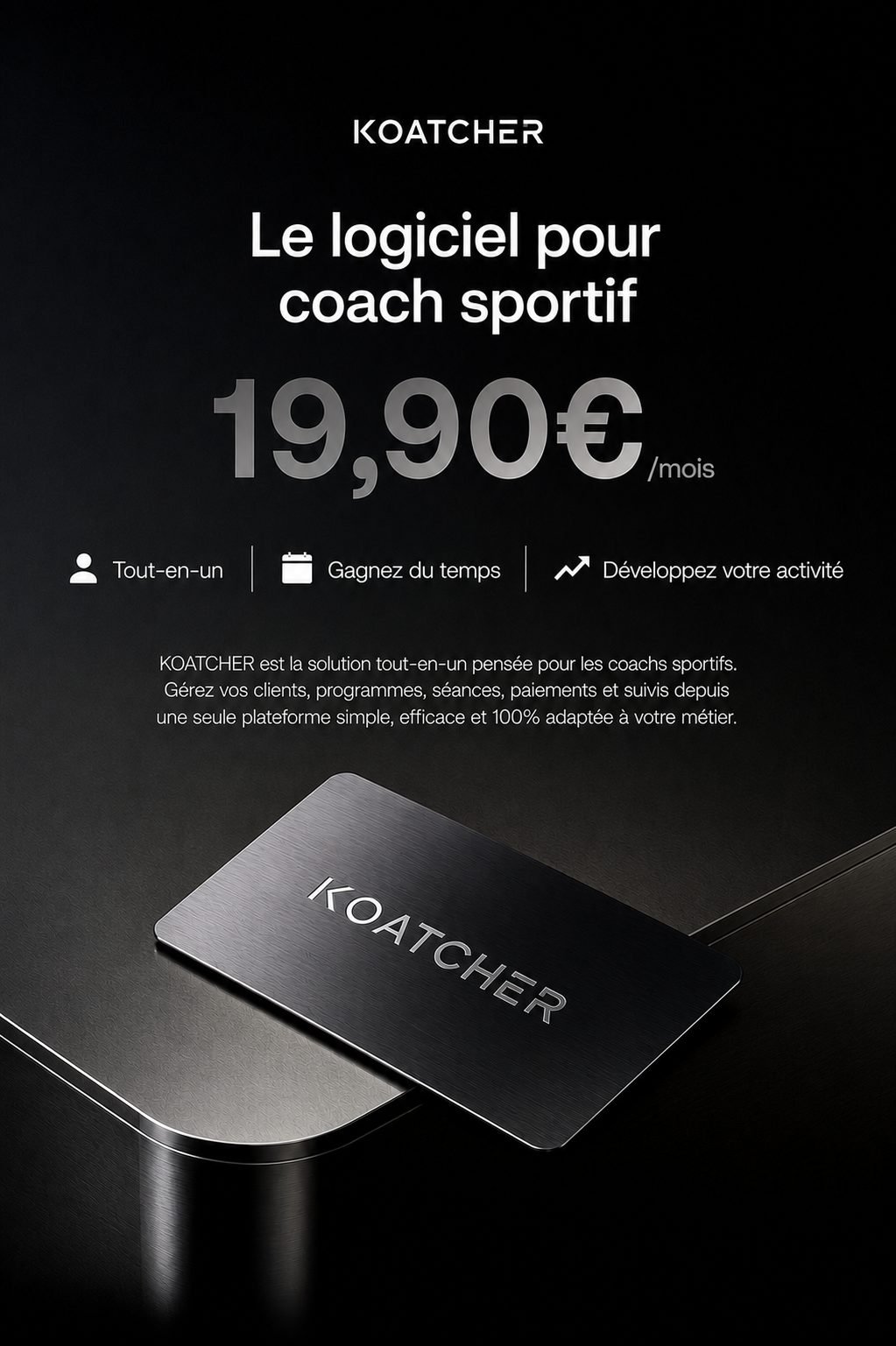 KOATCHER, le logiciel pour coach sportif — 19,90 € par mois